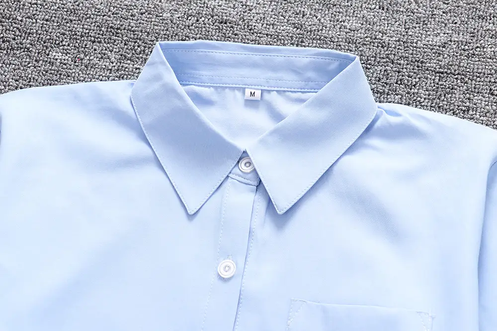 Light Blue Japanese Orthodox Short Sleeve Shirt with Pointed Collar - Image 4