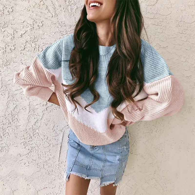 2026 Women's 3-Color Patchwork Knit Sweater - Image 4