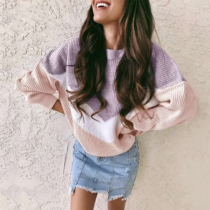 2026 Women's 3-Color Patchwork Knit Sweater - Image 6