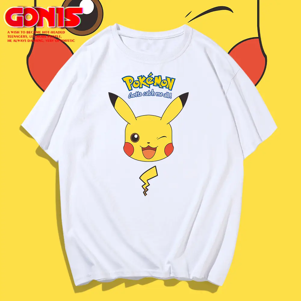 Pikachu T-Shirt Red Anime Men Women Summer - Image 10