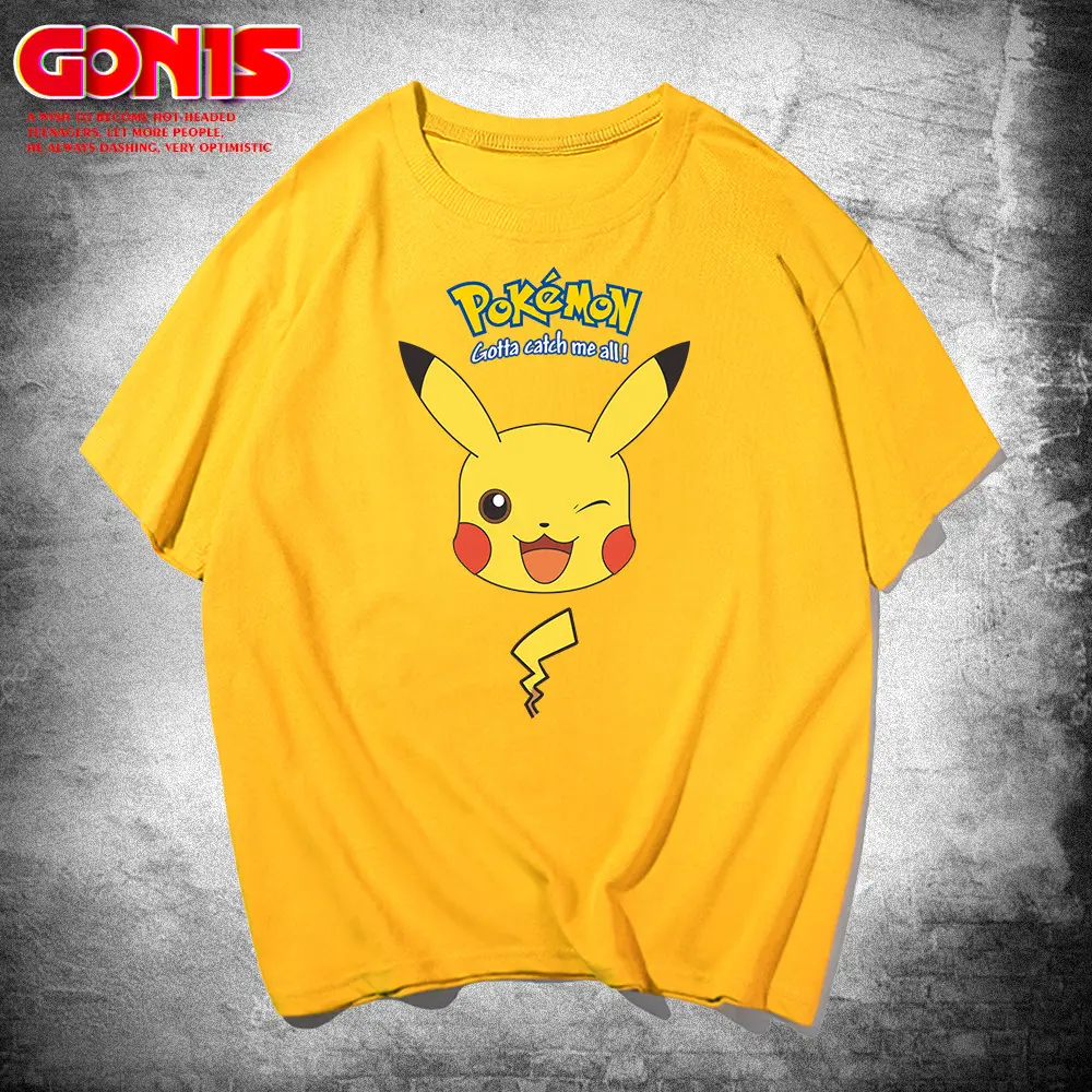 Pikachu T-Shirt Red Anime Men Women Summer - Image 3