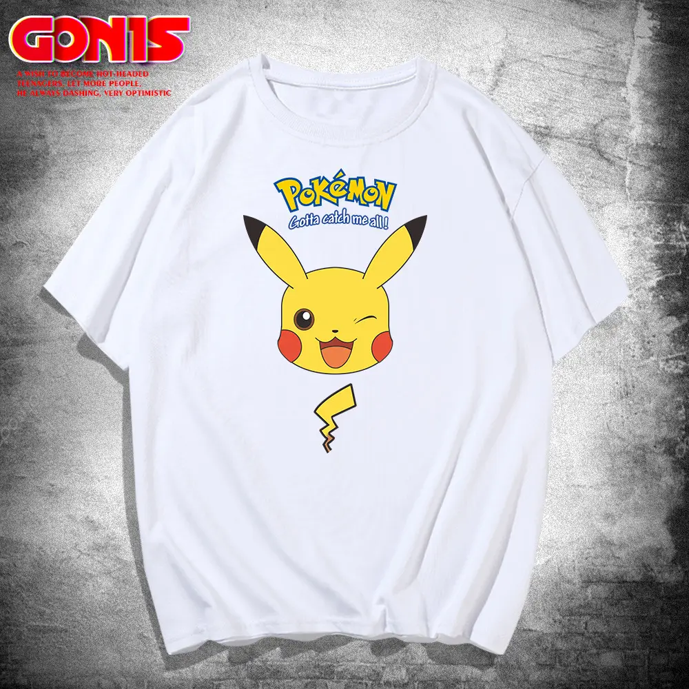 Pikachu T-Shirt Red Anime Men Women Summer - Image 2