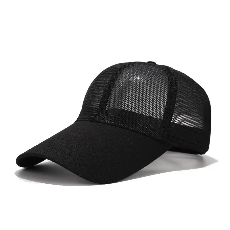 Men's Beige Mesh Back Baseball Cap with Long Brim - Image 10