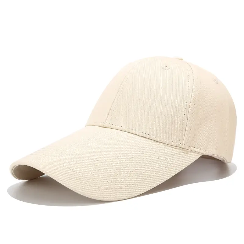 Men's Beige Mesh Back Baseball Cap with Long Brim - Image 5