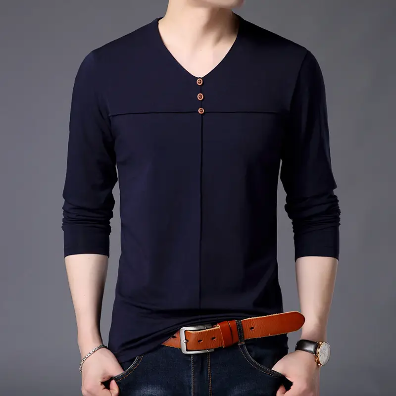 Korean Style V-Neck Cotton T-Shirt for Men - Image 5