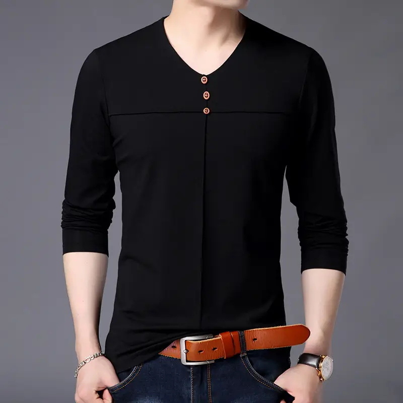 Korean Style V-Neck Cotton T-Shirt for Men - Image 4