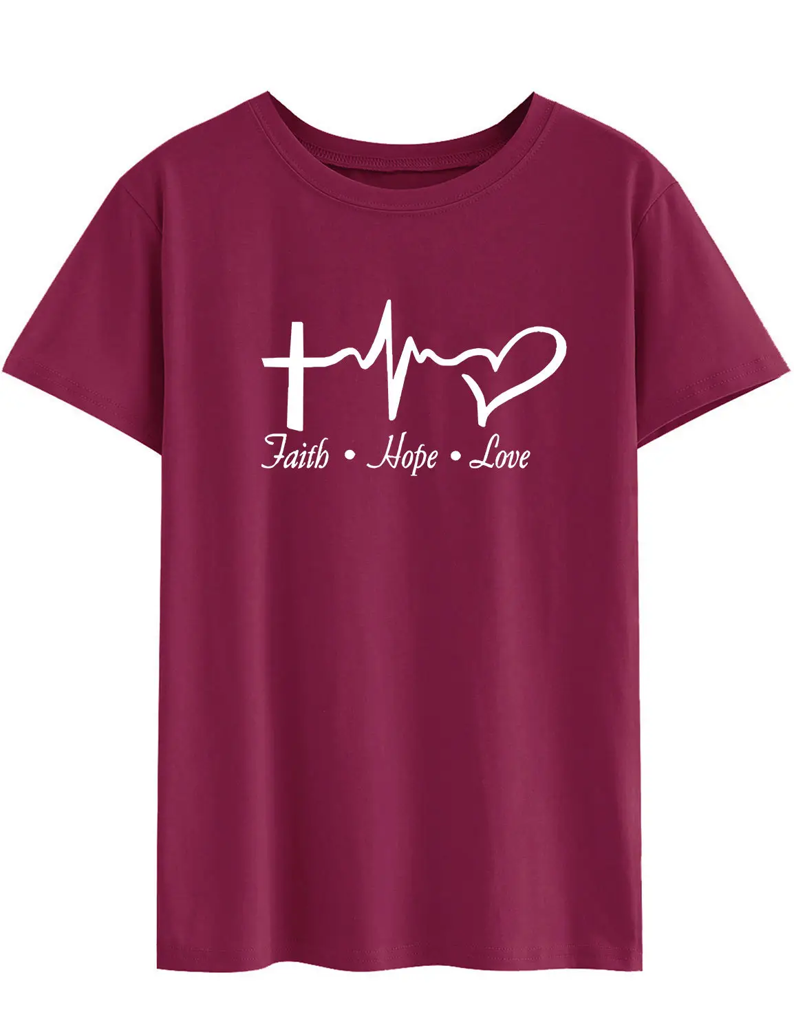 Female T-Shirt Faith Hope Love Graphic Design Grey - Image 3