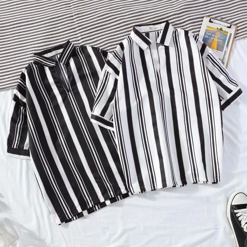Men's Striped Short Sleeve Ruffian Shirt