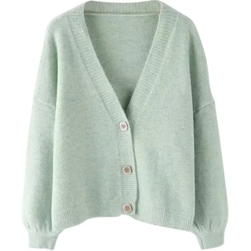Women's Loose V-Neck Knitted Cardigan Coat Spring Autumn - Image 9