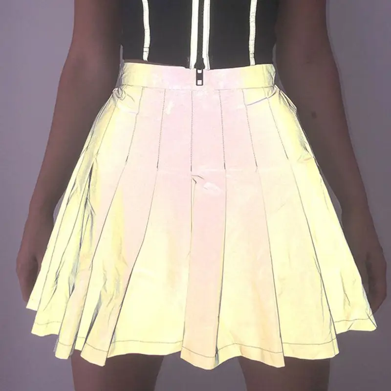 White Pleated Skirt Reflective Large Size
