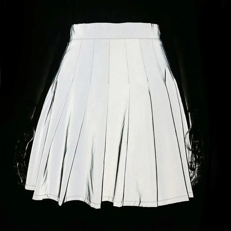 White Pleated Skirt Reflective Large Size