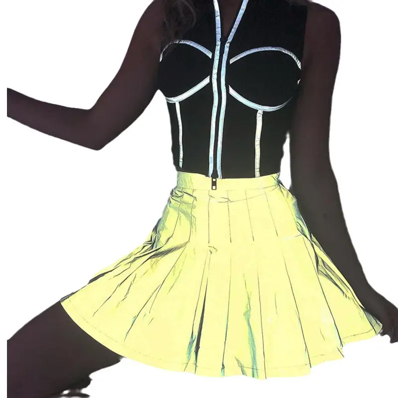 White Pleated Skirt Reflective Large Size