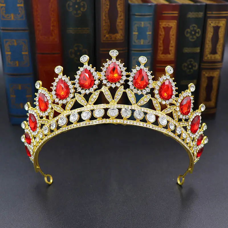 European & American Bride Crown Baroque Drop Diamond Princess Crown - Image 10