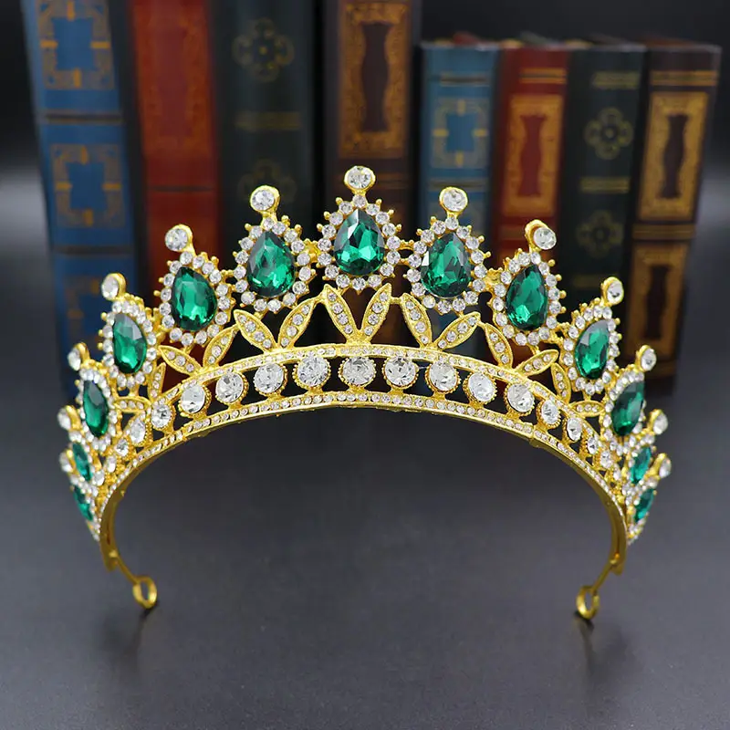 European & American Bride Crown Baroque Drop Diamond Princess Crown - Image 12