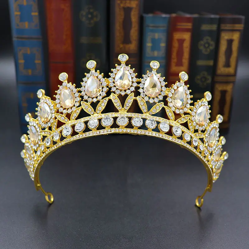 European & American Bride Crown Baroque Drop Diamond Princess Crown - Image 13