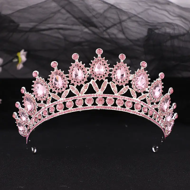 European & American Bride Crown Baroque Drop Diamond Princess Crown - Image 8