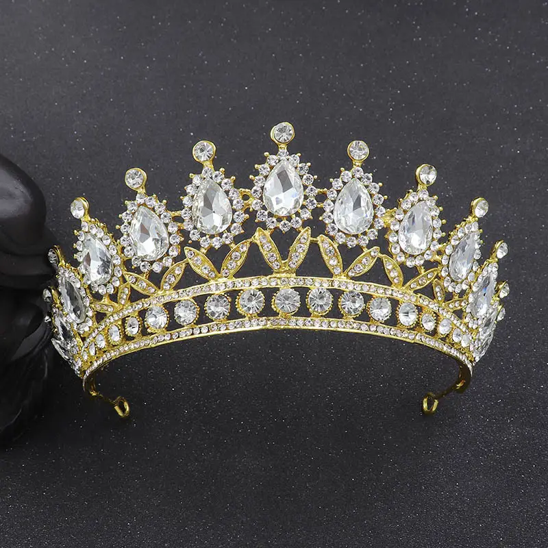 European & American Bride Crown Baroque Drop Diamond Princess Crown - Image 4