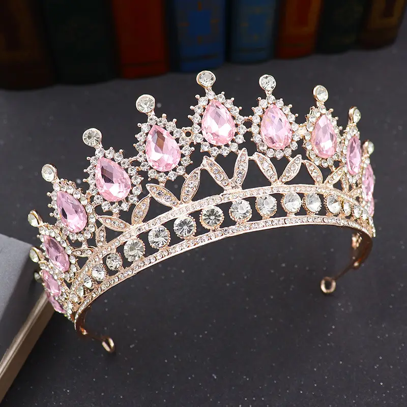 European & American Bride Crown Baroque Drop Diamond Princess Crown - Image 6