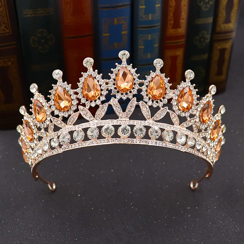 European & American Bride Crown Baroque Drop Diamond Princess Crown - Image 7