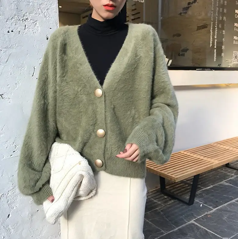 2025 Women's Green Knitted Cardigan Jacket - Image 10