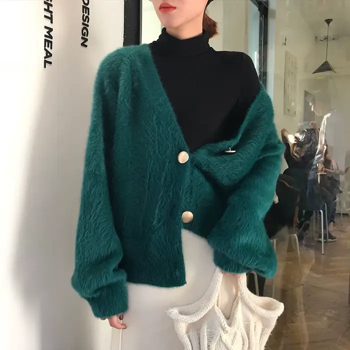 2025 Women's Green Knitted Cardigan Jacket — feature 29