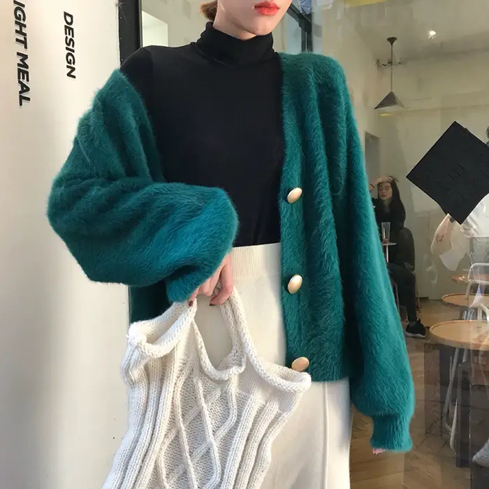 2025 Women's Green Knitted Cardigan Jacket — feature 30