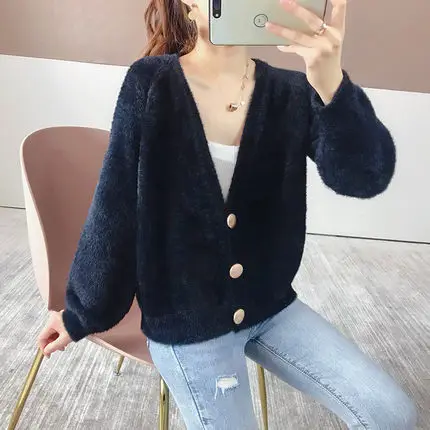 2025 Women's Green Knitted Cardigan Jacket - Image 3