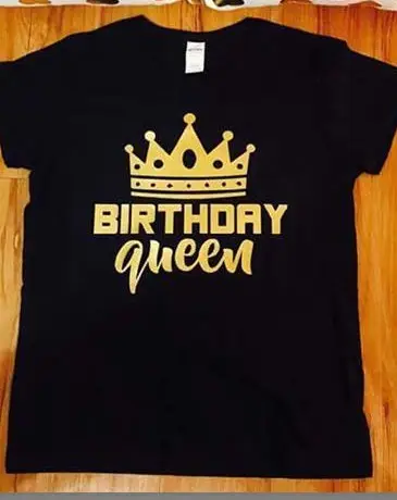 Birthday Queen T-Shirt Black Gold Crown Men Women - Image 2