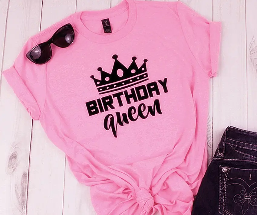 Birthday Queen T-Shirt Black Gold Crown Men Women - Image 3