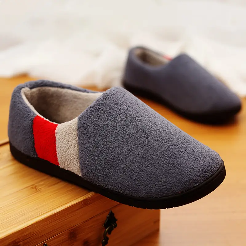 Cotton slippers men's plus size winter heel shoes home household cotton slippers men's warm indoor non-slip home