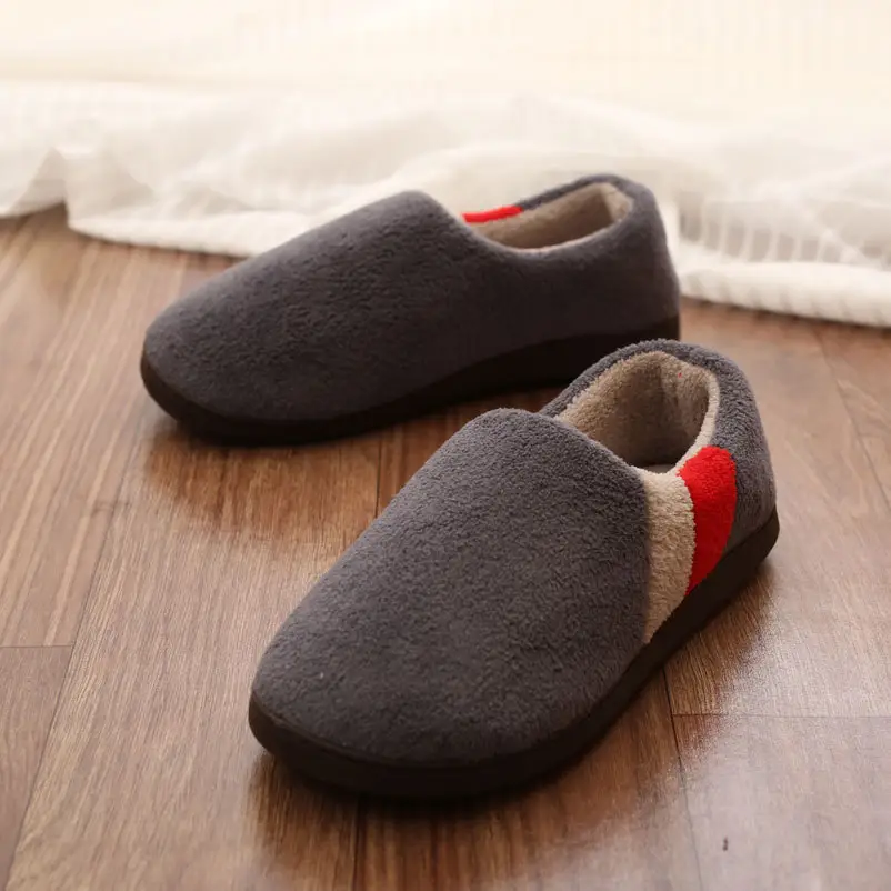 Cotton slippers men's plus size winter heel shoes home household cotton slippers men's warm indoor non-slip home