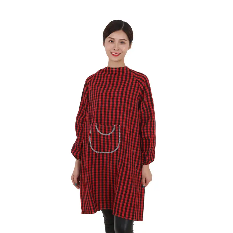 Wholesale Pure Cotton Inverted Dressing Red Checkered - Image 3