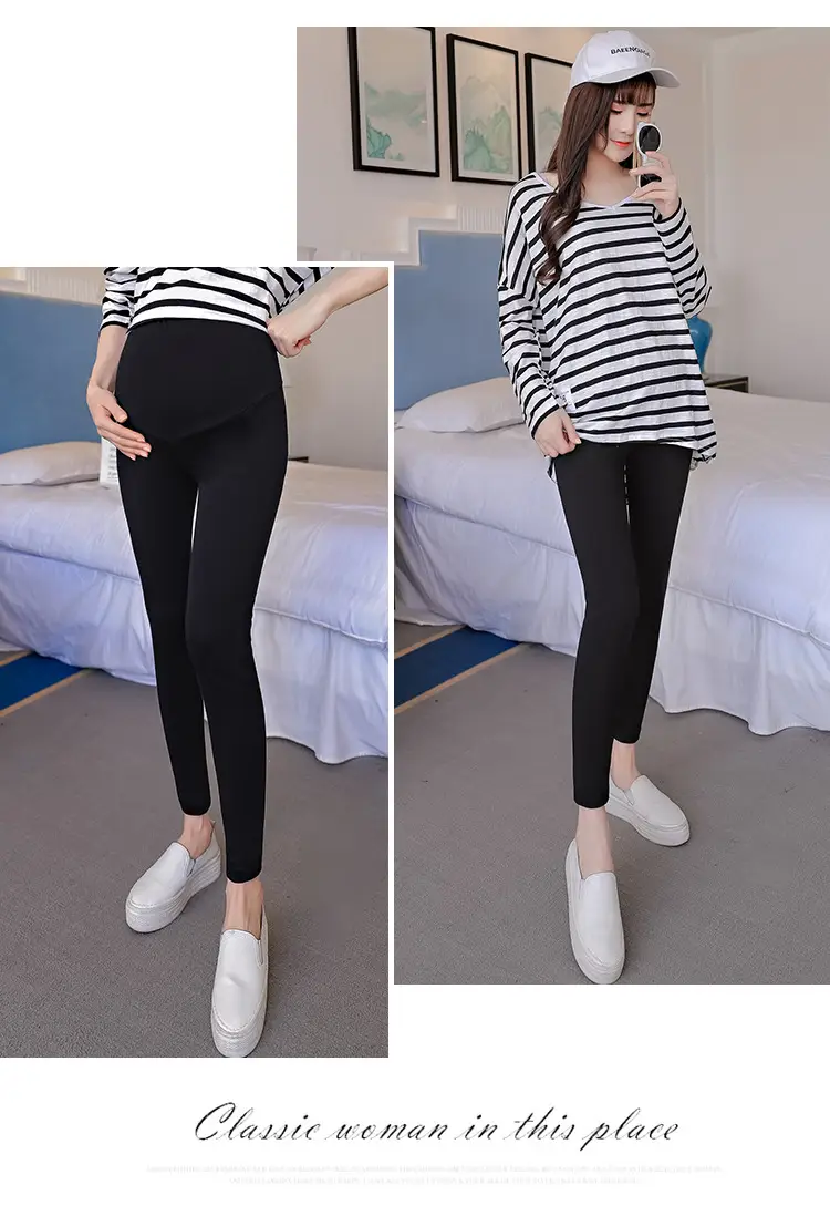 Maternity Slim Fit Leggings Solid Color — feature 15
