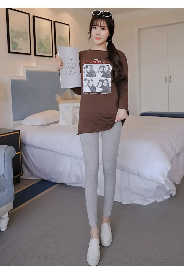Maternity Slim Fit Leggings Solid Color — feature 17