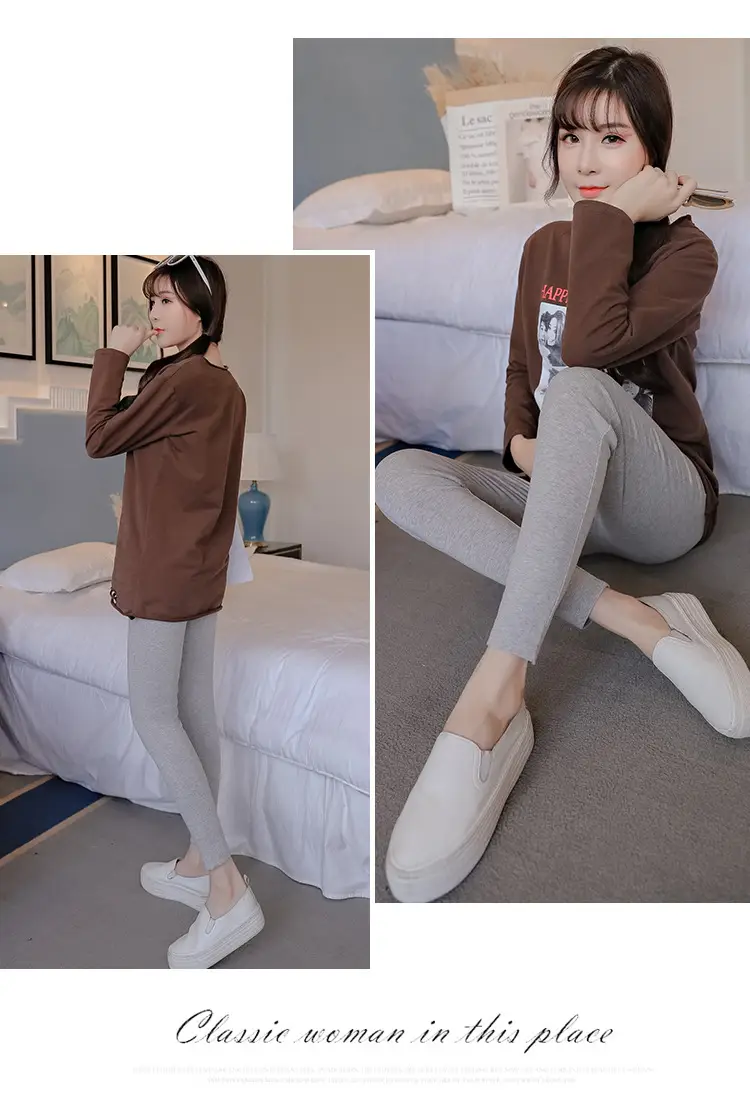 Maternity Slim Fit Leggings Solid Color — feature 21