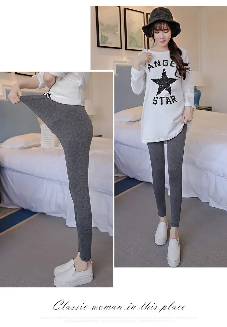 Maternity Slim Fit Leggings Solid Color — feature 27