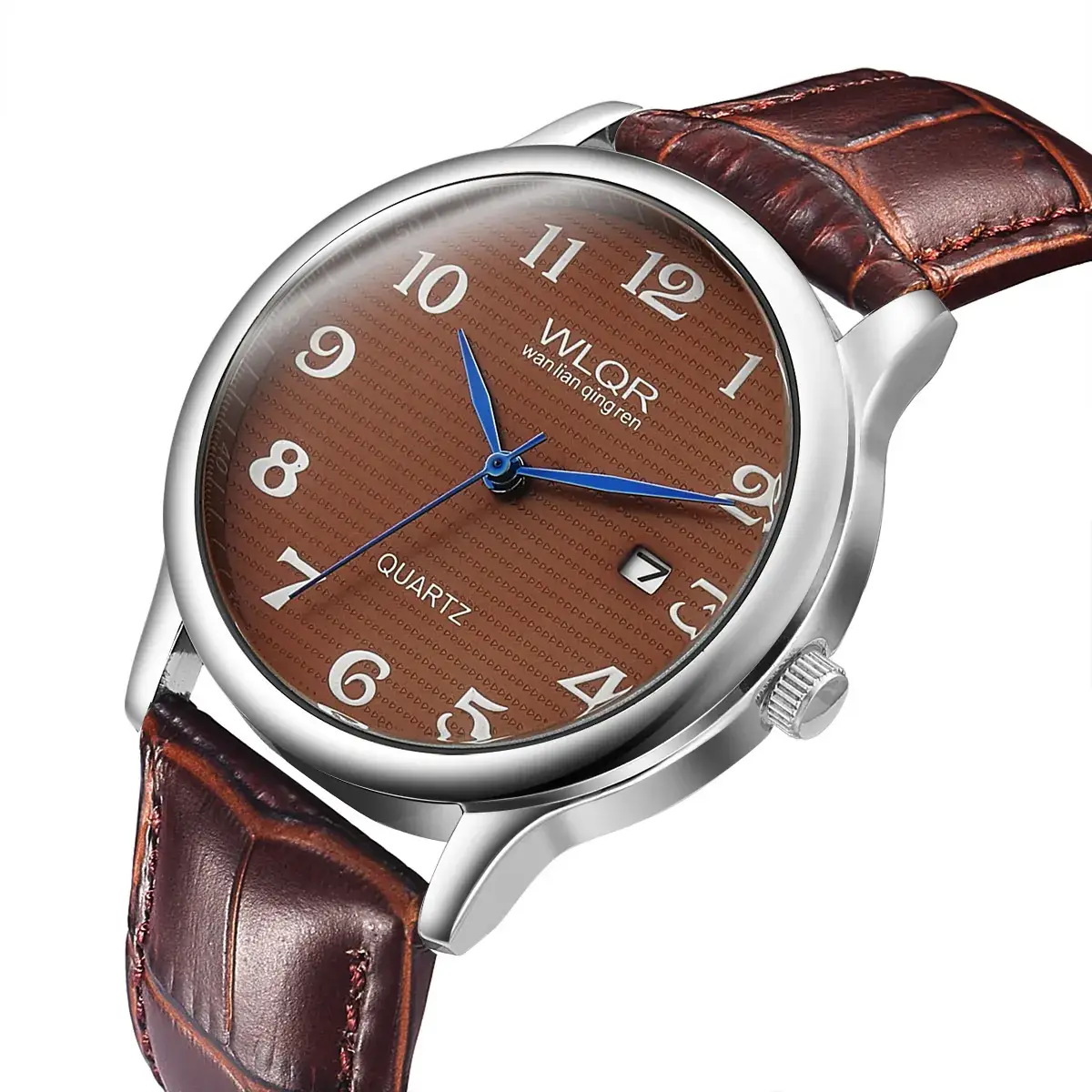 Men's Quartz Watch with Brown Leather Strap - Image 3