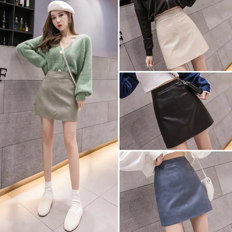 2025 Leather Skirt Women High Waist Fashion Chic