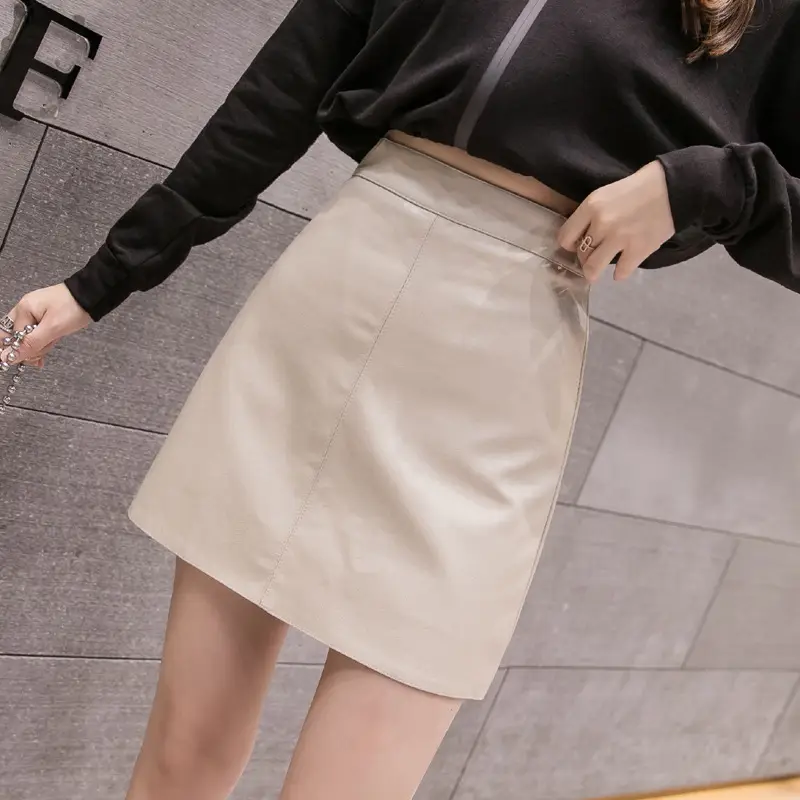 2025 Leather Skirt Women High Waist Fashion Chic