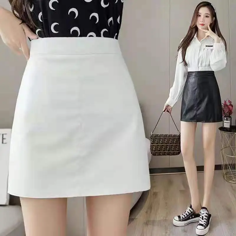 2025 Leather Skirt Women High Waist Fashion Chic