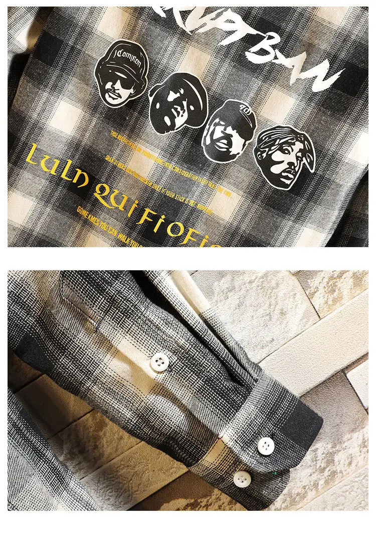 Men's Green Plaid Graphic Long Sleeve Shirt — feature 19