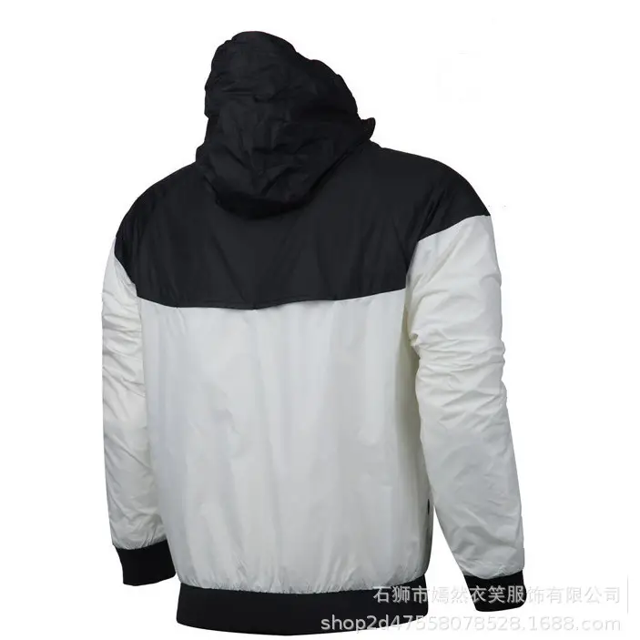 Men Hooded Windbreaker Jacket Blue Black Cotton Puffer