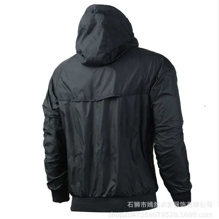 Men Hooded Windbreaker Jacket Blue Black Cotton Puffer