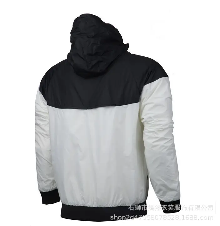 Men Hooded Windbreaker Jacket Blue Black Cotton Puffer