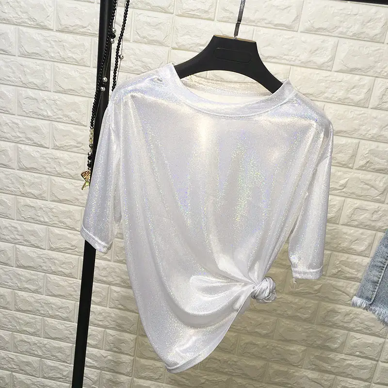 Sparkling Reflective T-Shirt for Women Loose Fit Dropshipping - Image 4