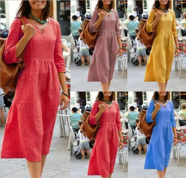 Yellow Loose Dress New Large Size Autumn Winter — feature 2