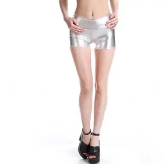 Golden Faux Leather Shorts for Women - Image 9