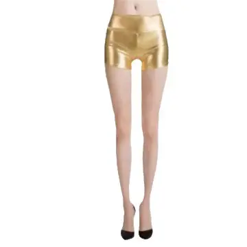 Golden Faux Leather Shorts for Women - Image 12