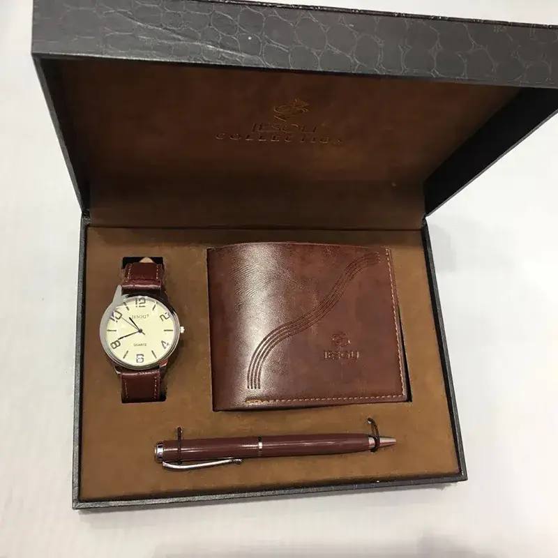 Men's 3-Piece Luxury Gift Set with Quartz Watch & Pen
