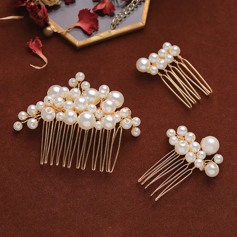 Retro Pearl Hair Fork Bridal Hairpin Hair Comb Set - Image 3